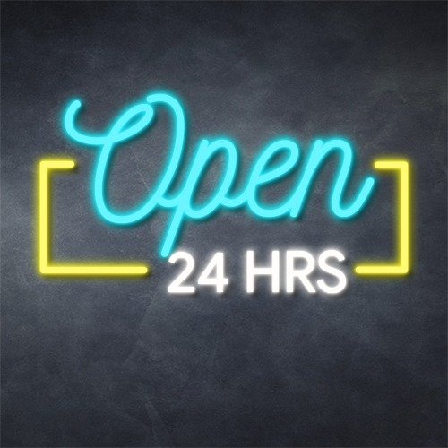 Open 24 HRs Neon Sign